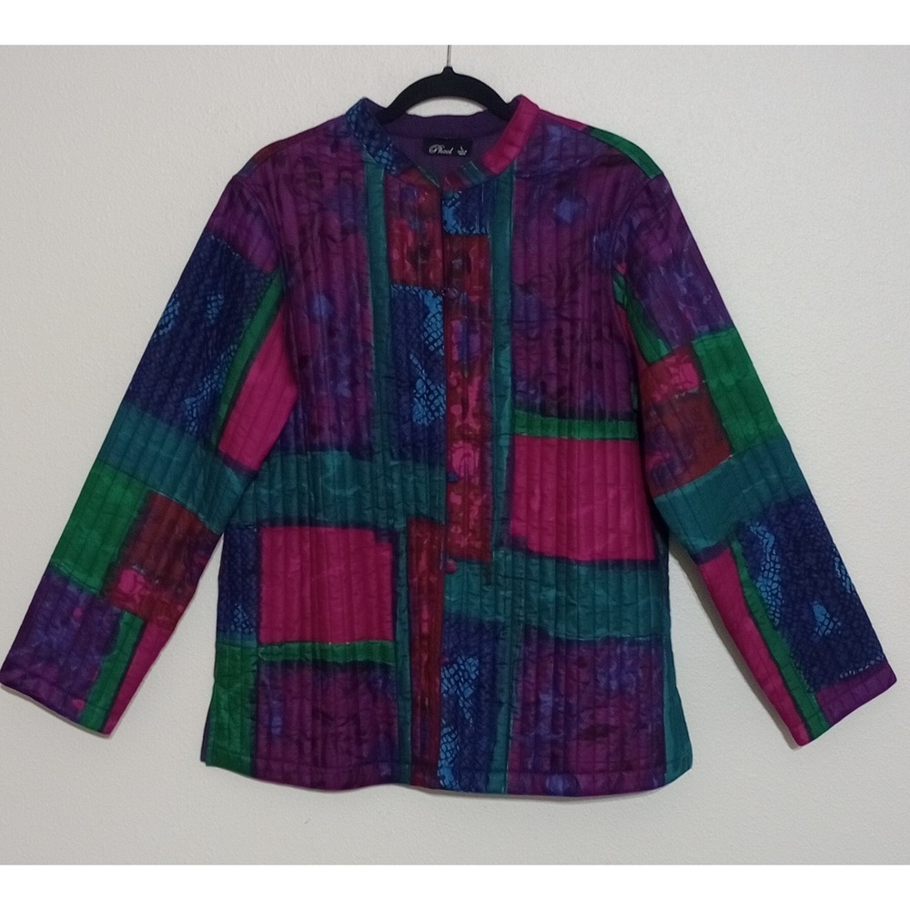 Phool Womens Quilted Cotton Patchwork Jacket Purple Pink Green Size L India Boho